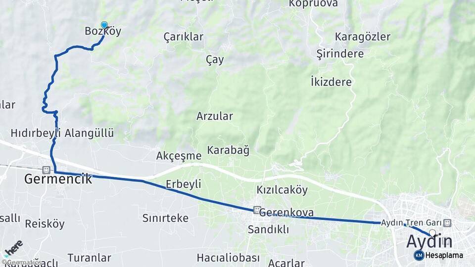 Bozköy Aydın Arası Kaç Km - Yol Tarifi