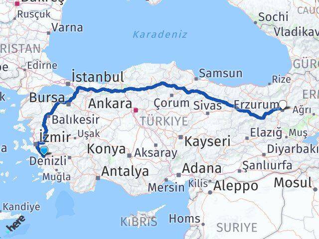 Aydın Germencik Erzurum Arası Kaç Km - Yol Haritası