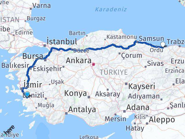 Aydın Germencik Giresun Arası Kaç Km - Yol Haritası