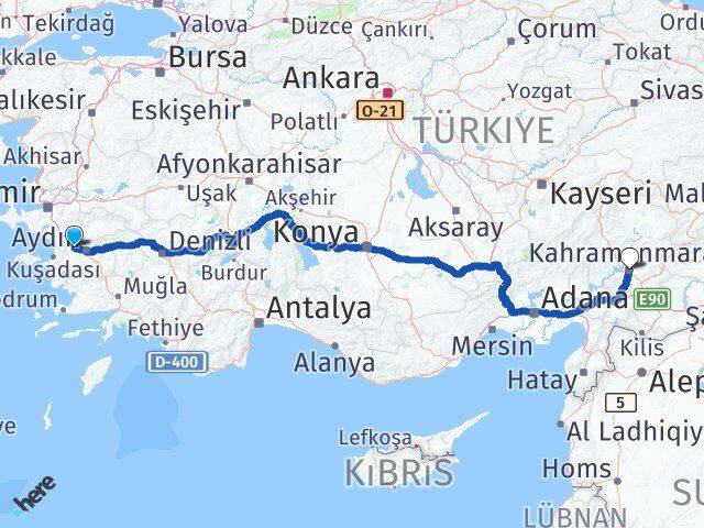 Aydın Germencik Kahramanmaraş Arası Kaç Km - Yol Haritası