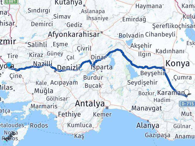 Aydın Germencik Karaman Arası Kaç Km - Yol Haritası