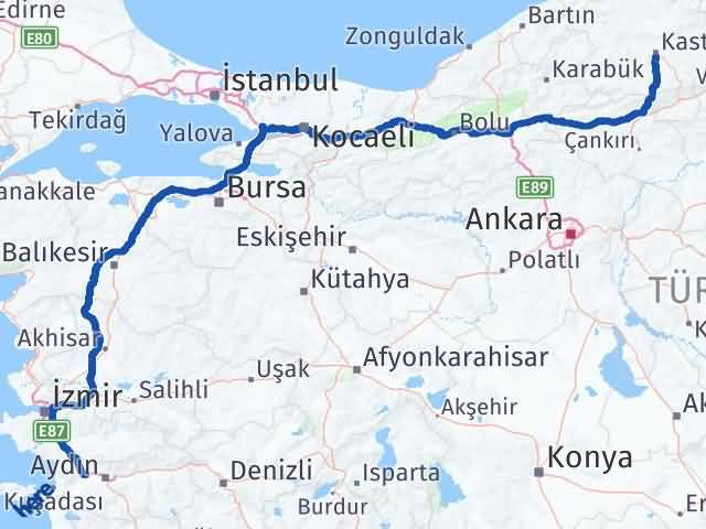 Aydın Germencik Kastamonu Arası Kaç Km - Yol Haritası