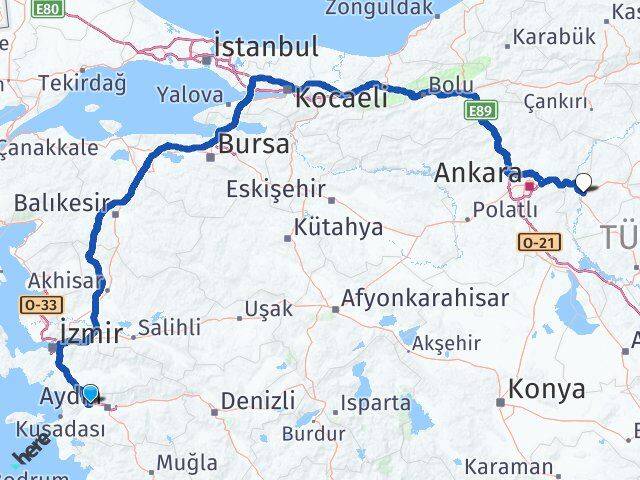 Aydın Germencik Kırıkkale Arası Kaç Km - Yol Haritası