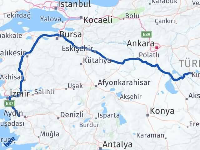 Aydın Germencik Kırşehir Arası Kaç Km - Yol Haritası