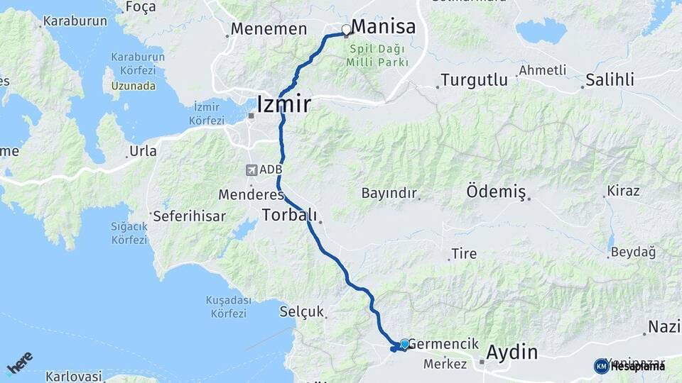 Aydın Germencik Manisa Arası Kaç Km - Yol Haritası
