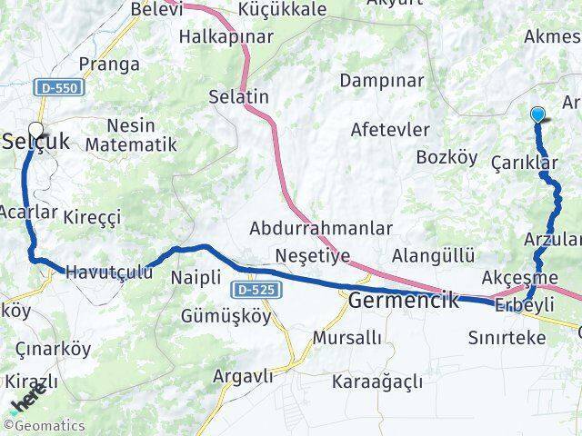 Meşeli Selçuk Arası Kaç Km - Yol Tarifi