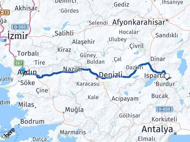 Ortaklar Isparta Arası Kaç Km - Yol Tarifi