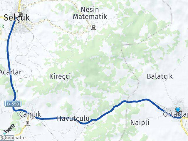 Ortaklar Selçuk Arası Kaç Km - Yol Tarifi