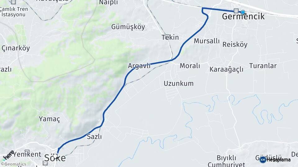Aydın Germencik Söke Arası Kaç Km - Yol Haritası