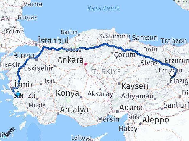 Aydın Germencik Tunceli Arası Kaç Km - Yol Haritası