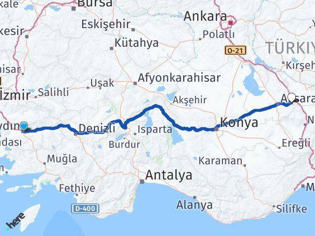 Aydın Gülağaç Aksaray Arası Kaç Km - Yol Haritası