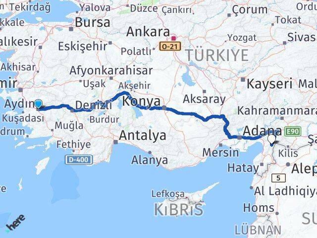 Aydın Hassa Hatay Arası Kaç Km - Yol Haritası