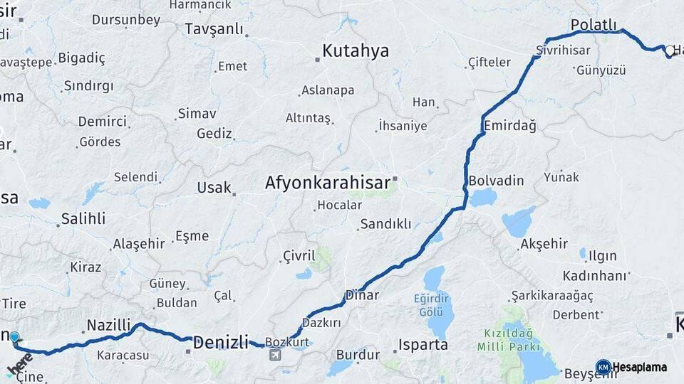 Aydın Haymana Ankara Arası Kaç Km - Yol Haritası