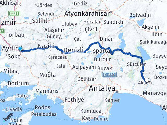 Aydın İbradı Antalya Arası Kaç Km - Yol Haritası