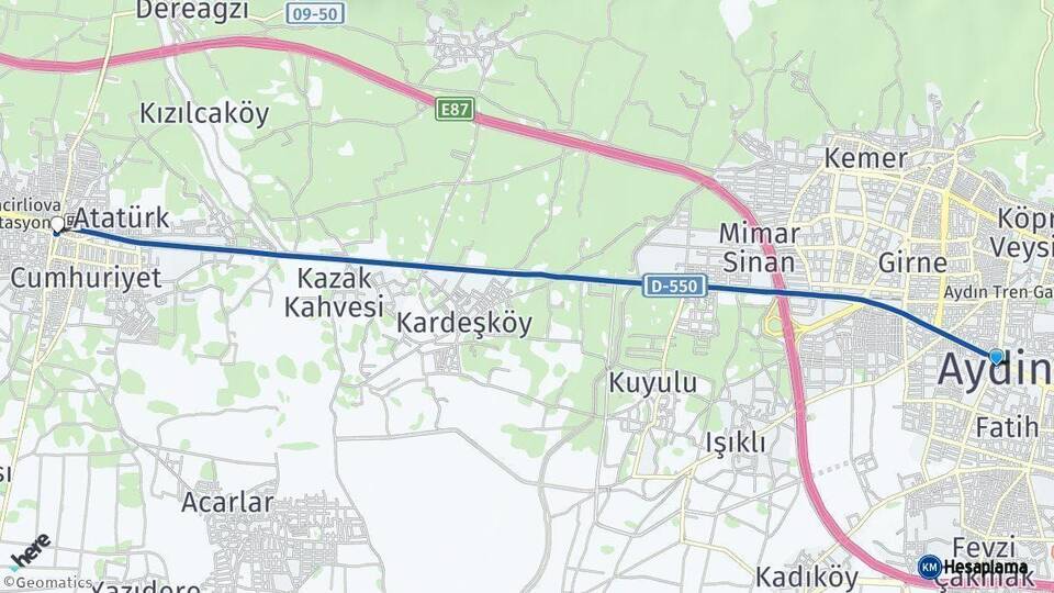 Aydın İncirliova Arası Kaç Km - Yol Haritası