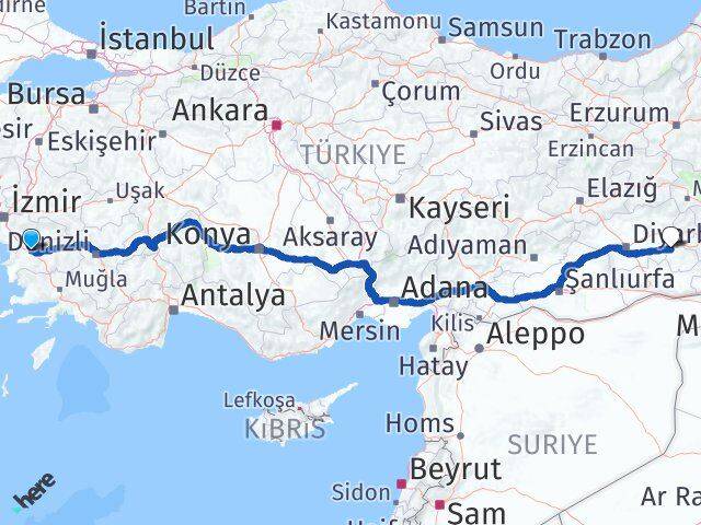 Aydın İncirliova Batman Arası Kaç Km - Yol Haritası