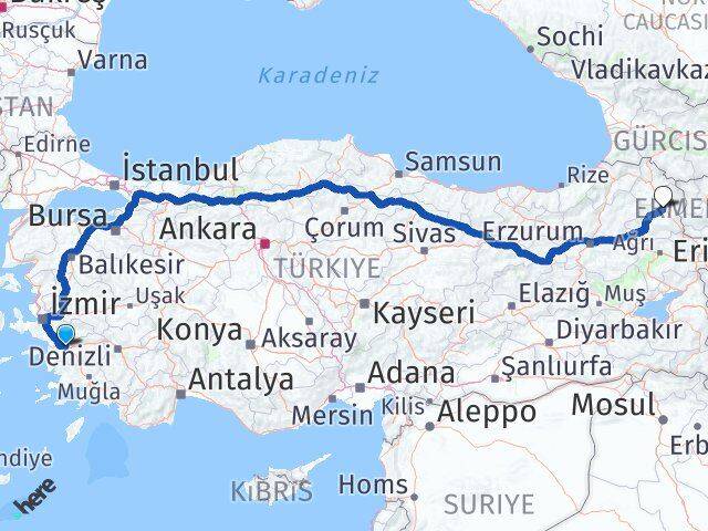 Aydın İncirliova Kars Arası Kaç Km - Yol Haritası