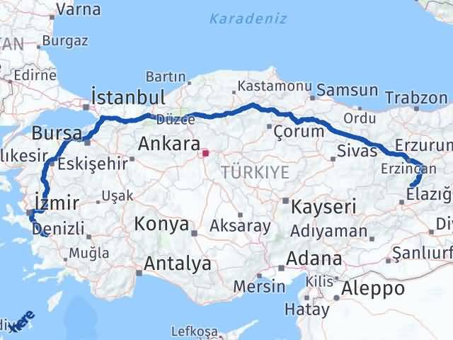 Aydın İncirliova Tunceli Arası Kaç Km - Yol Haritası