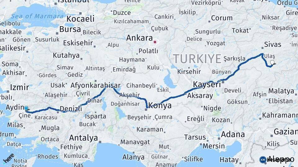 Aydın Kangal Arası Kaç Km - Yol Tarifi