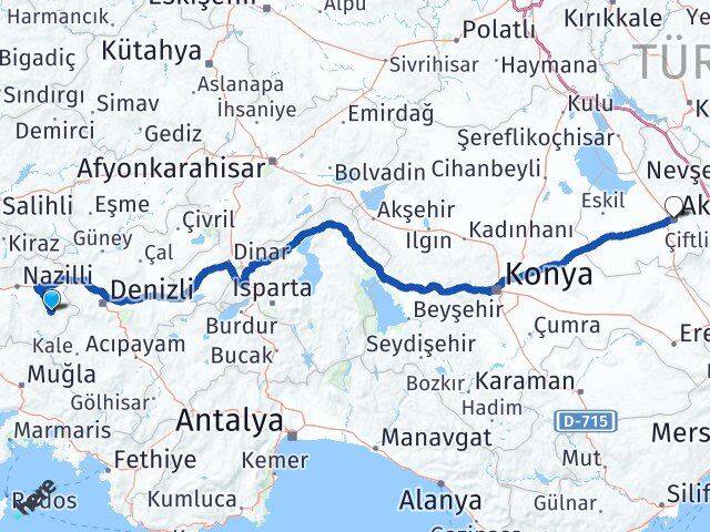 Aydın Karacasu Aksaray Arası Kaç Km - Yol Haritası