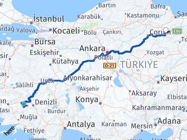 Aydın Karacasu Amasya Arası Kaç Km - Yol Haritası