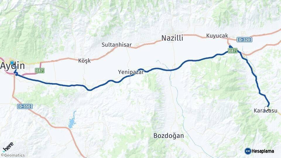 Aydın Karacasu Arası Kaç Km - Yol Haritası