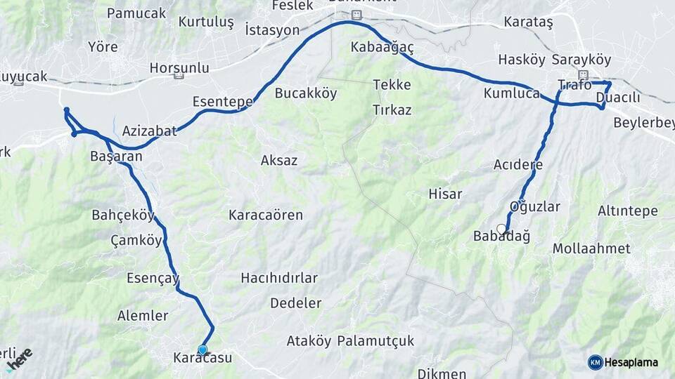 Aydın Karacasu Babadağ Denizli Arası Kaç Km - Yol Haritası