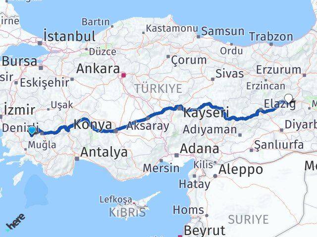 Aydın Karacasu Bingöl Arası Kaç Km - Yol Haritası