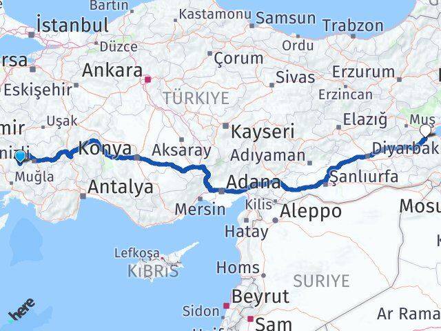 Aydın Karacasu Bitlis Arası Kaç Km - Yol Haritası