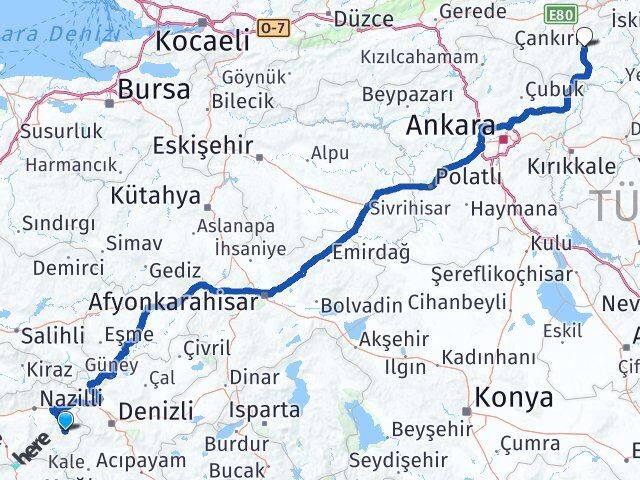 Aydın Karacasu Çankırı Arası Kaç Km - Yol Haritası