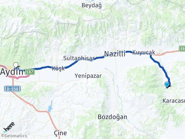 Esençay Adnan Menderes Üniversitesi Arası Kaç Km - Yol Tarifi