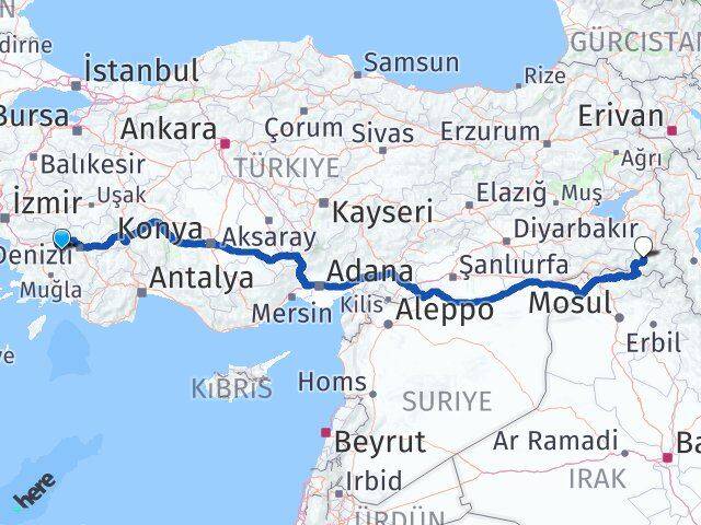 Aydın Karacasu Hakkari Arası Kaç Km - Yol Haritası