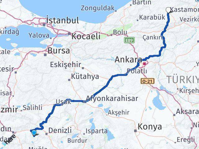 Aydın Karacasu Kastamonu Arası Kaç Km - Yol Haritası
