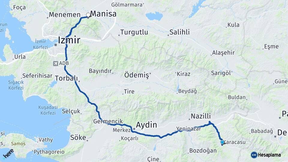 Aydın Karacasu Manisa Arası Kaç Km - Yol Haritası