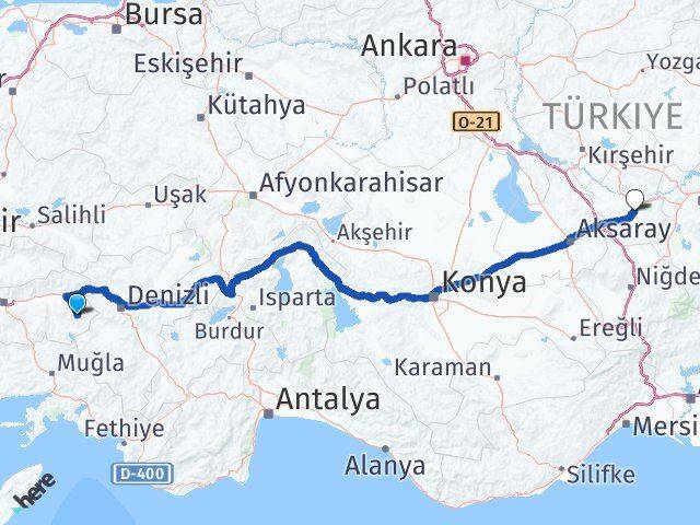 Aydın Karacasu Nevşehir Arası Kaç Km - Yol Haritası