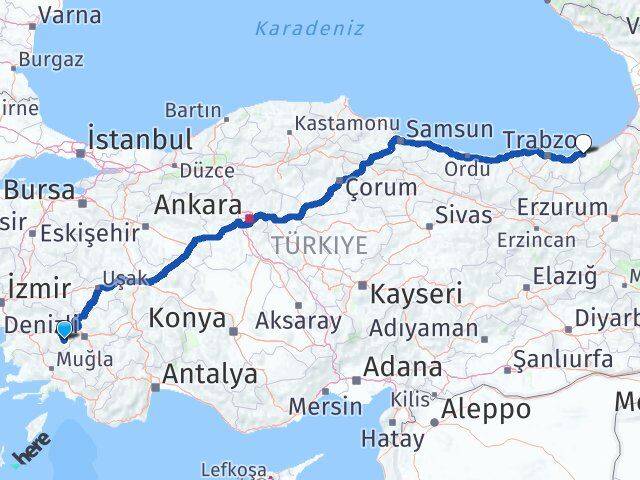 Aydın Karacasu Rize Arası Kaç Km - Yol Haritası