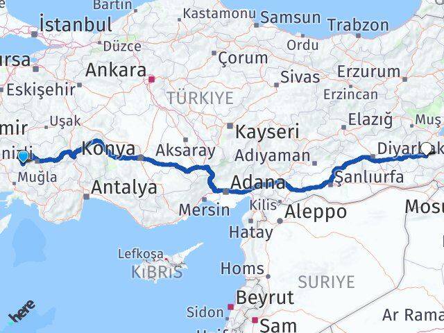 Aydın Karacasu Siirt Arası Kaç Km - Yol Haritası