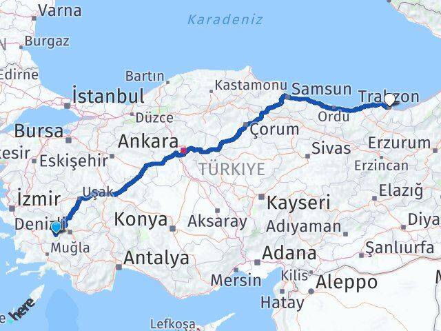 Aydın Karacasu Trabzon Arası Kaç Km - Yol Haritası