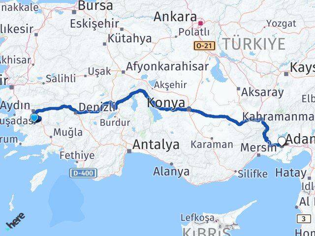 Aydın Karpuzlu Adana Arası Kaç Km - Yol Haritası