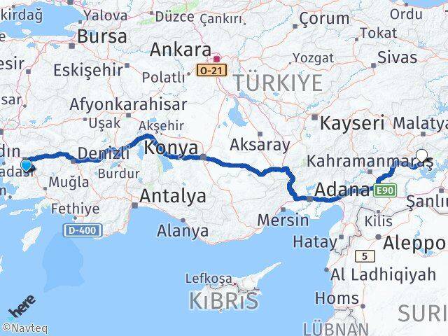 Aydın Karpuzlu Adıyaman Arası Kaç Km - Yol Haritası