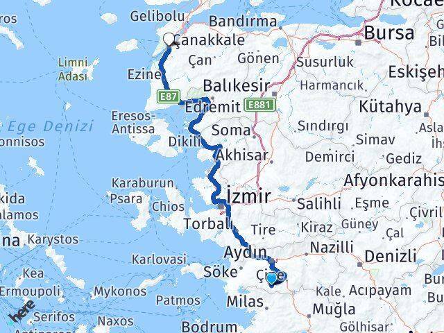 Karpuzlu Çanakkale Arası Kaç Km - Yol Tarifi