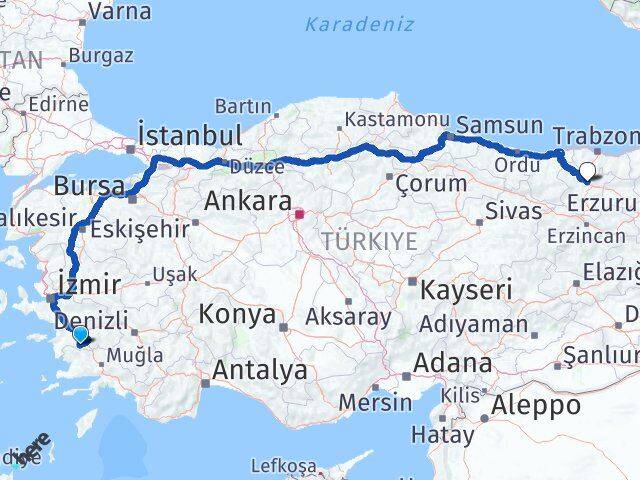 Aydın Karpuzlu Gümüşhane Arası Kaç Km - Yol Haritası