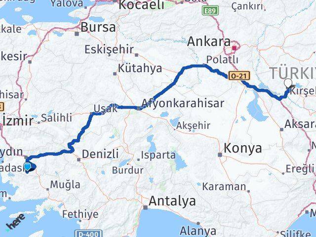Aydın Karpuzlu Kırşehir Arası Kaç Km - Yol Haritası