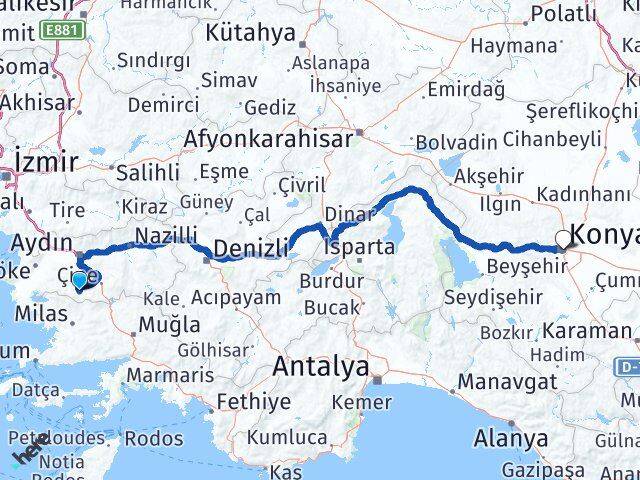 Aydın Karpuzlu Konya Arası Kaç Km - Yol Haritası