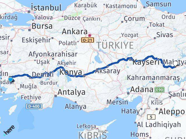 Aydın Karpuzlu Malatya Arası Kaç Km - Yol Haritası