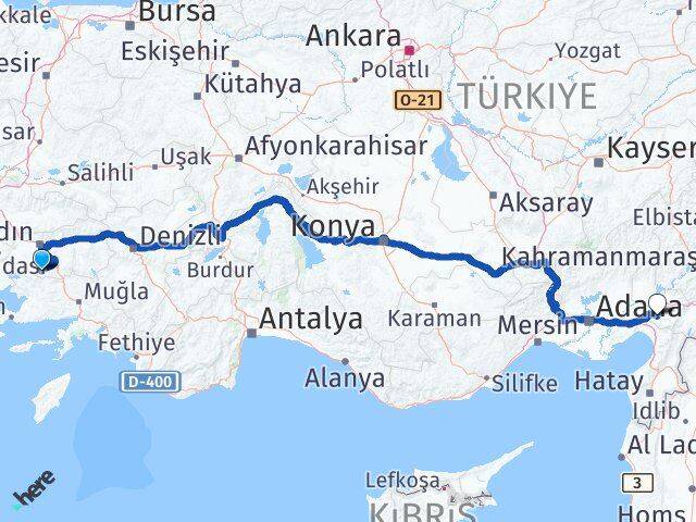 Aydın Karpuzlu Osmaniye Arası Kaç Km - Yol Haritası