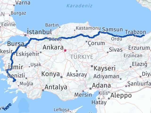 Aydın Karpuzlu Rize Arası Kaç Km - Yol Haritası