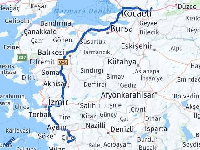 Aydın Karpuzlu Sakarya Arası Kaç Km - Yol Haritası
