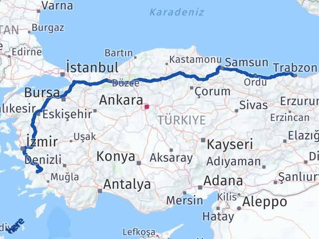 Aydın Karpuzlu Trabzon Arası Kaç Km - Yol Haritası