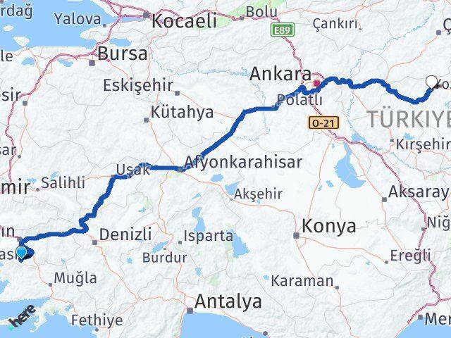 Aydın Karpuzlu Yozgat Arası Kaç Km - Yol Haritası